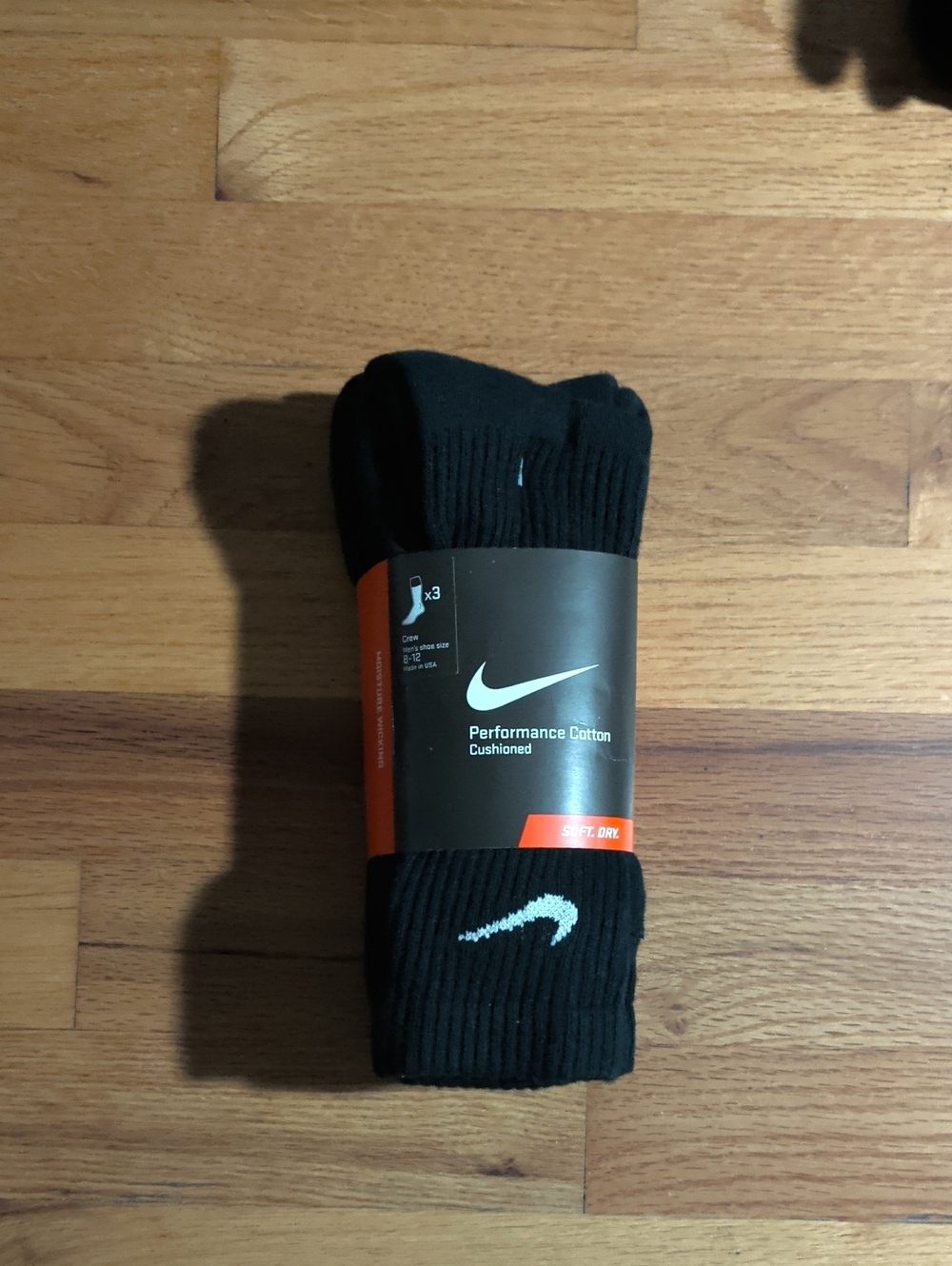 Nike Men's Black Performance Cotton Cushioned Socks - 3 Pack